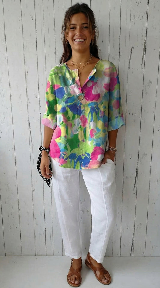 Elise | Blusa Floral Vintage — Elegancia Natural y Ligereza Total