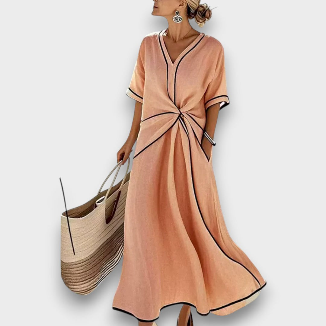 Ema | Vestido Largo Elegante de Lino — Estilo Natural y Sofisticado