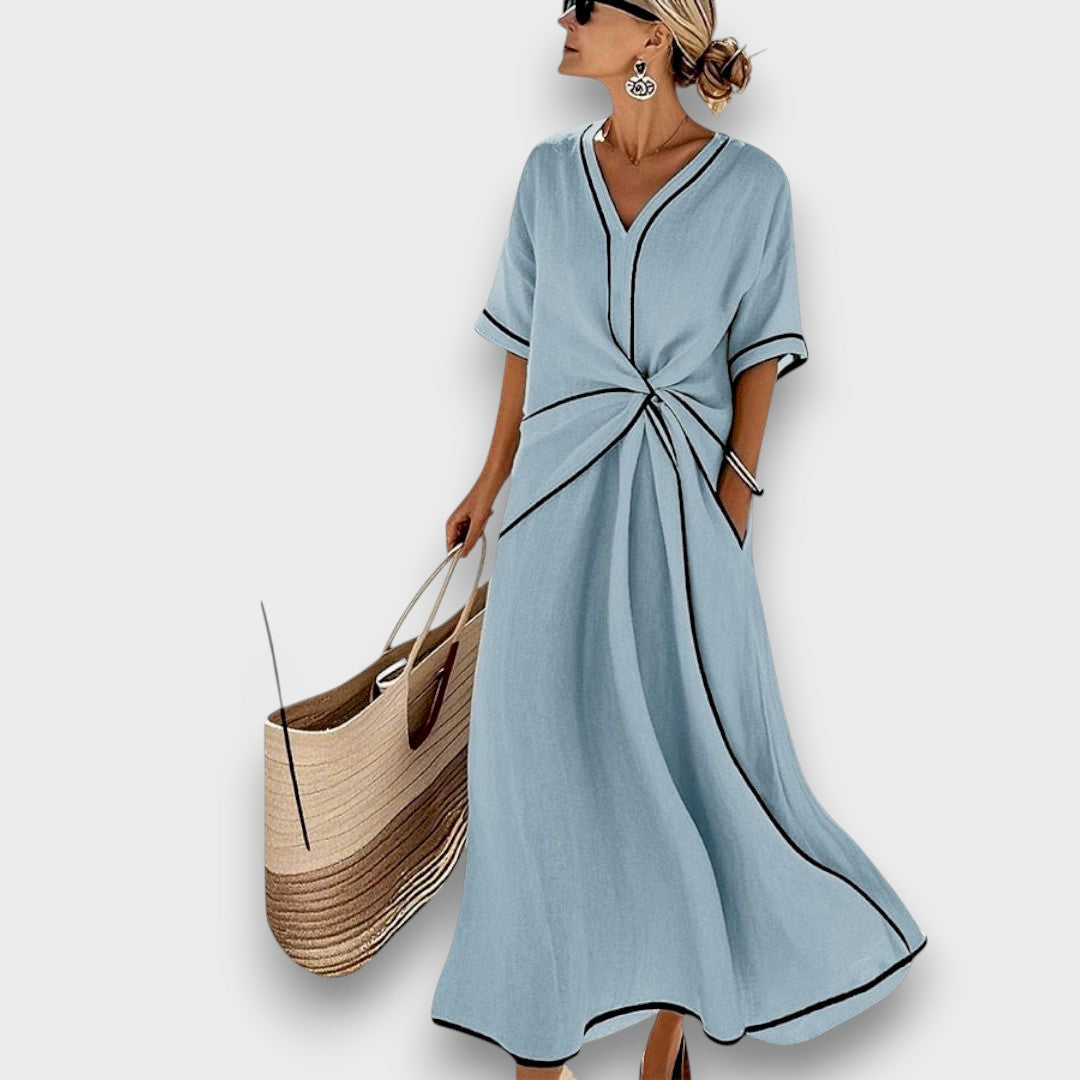 Ema | Vestido Largo Elegante de Lino — Estilo Natural y Sofisticado
