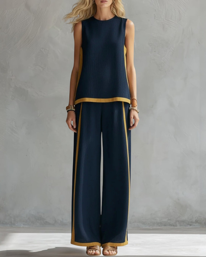 Leila | Conjunto Elegante De Dos Piezas de Algodón y Lino