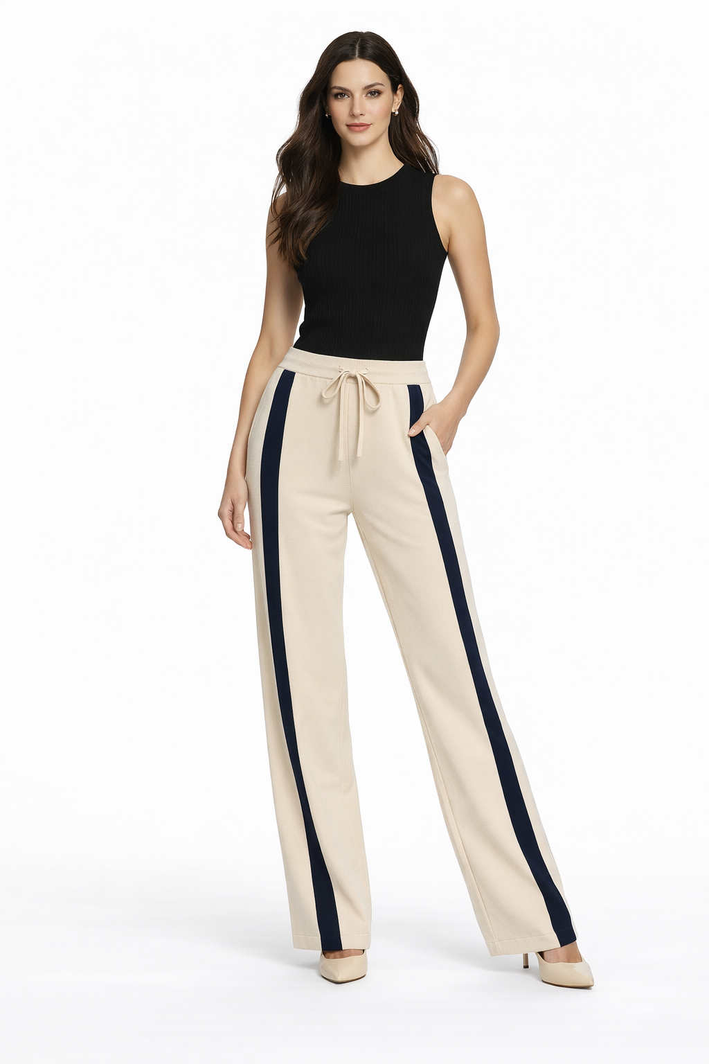Luisa | Pantalones Rectos Con Bolsillos Y Diseño Urbano De Bloques De Color
