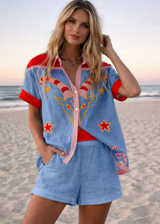 Majo | Conjunto Camisa + Shorts Estilo Resort en Lino Premium