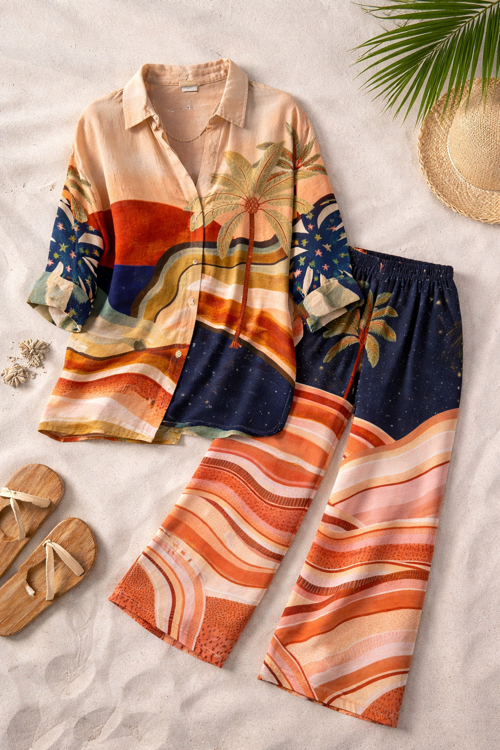 Sara | Conjunto  Camisa + Pantalón Estilo Resort Multicolor