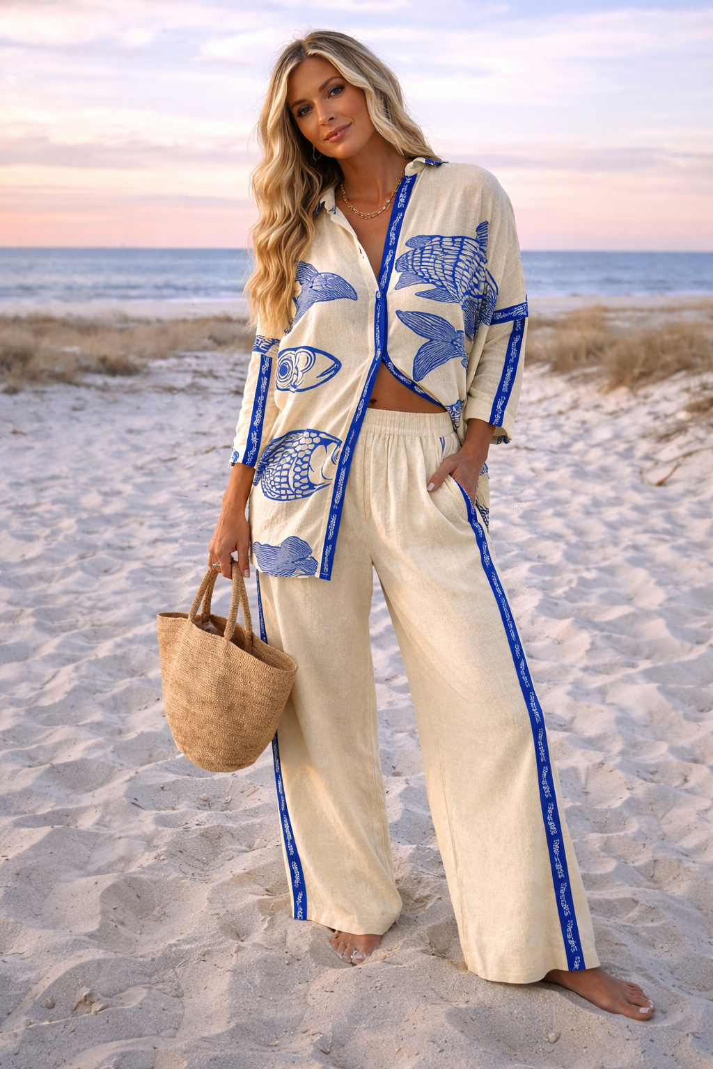 Ivey | Conjunto Camisa + Pantalón Lino Estilo Mediterráneo