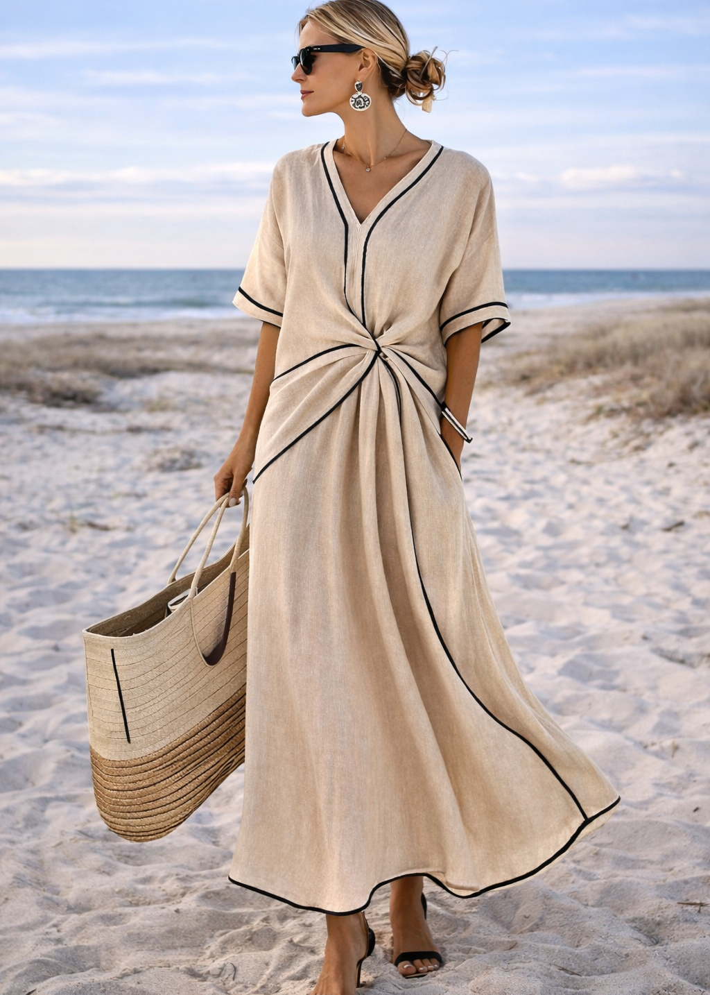Ema | Vestido Largo Elegante de Lino — Estilo Natural y Sofisticado