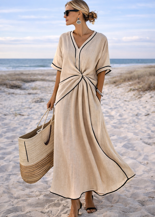 Ema | Vestido Largo Elegante de Lino — Estilo Natural y Sofisticado
