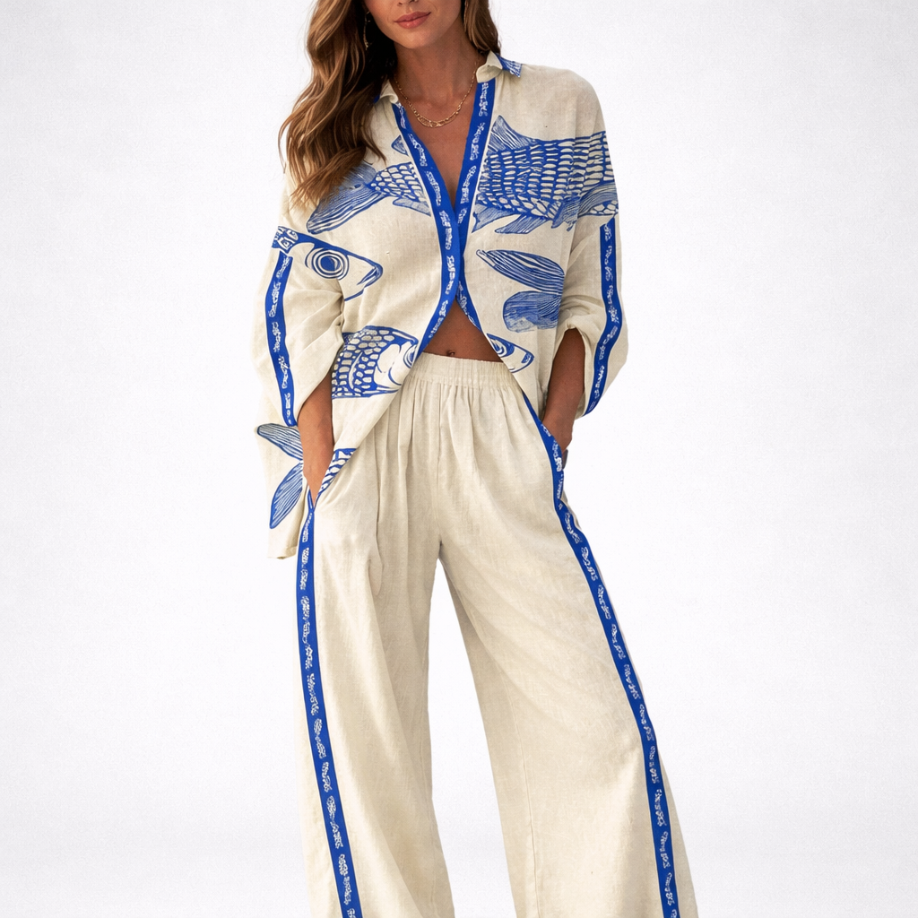 Ivey | Conjunto Camisa + Pantalón Lino Estilo Mediterráneo