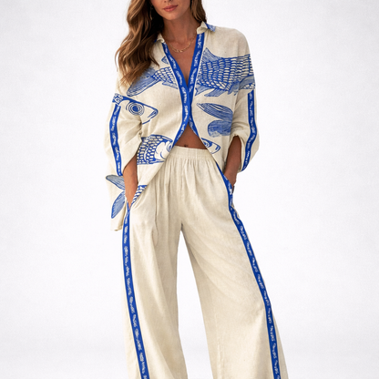 Ivey | Conjunto Camisa + Pantalón Lino Estilo Mediterráneo