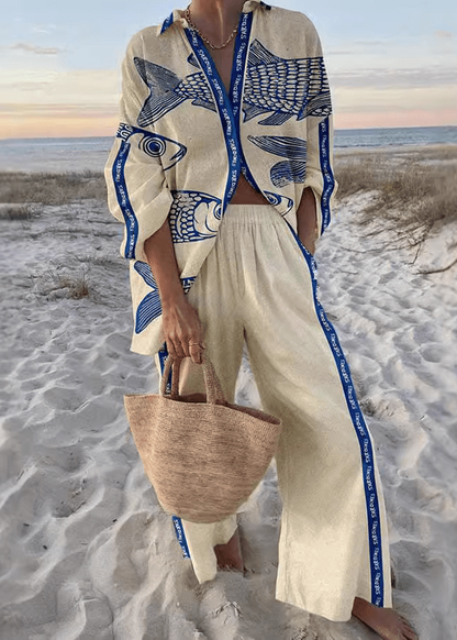 Ivey | Conjunto Camisa + Pantalón Lino Estilo Mediterráneo