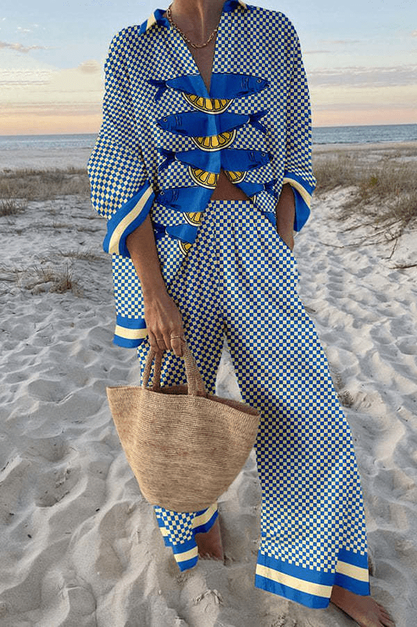 Yareli | Conjunto Elegante de Camisa y Pantalón de Pierna Ancha