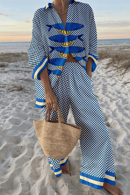 Yareli | Conjunto Elegante de Camisa y Pantalón de Pierna Ancha