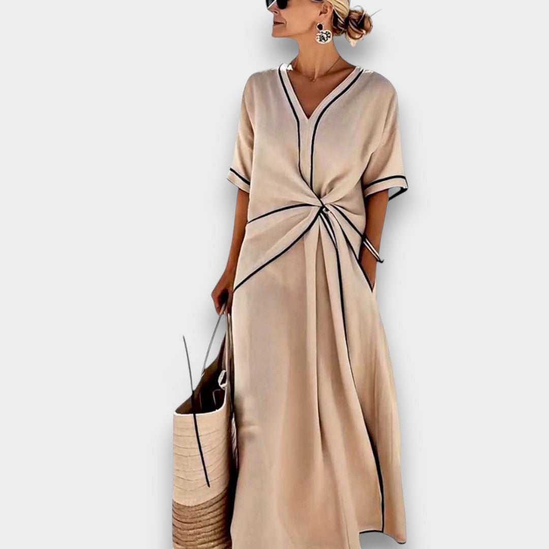 Ema | Vestido Largo Elegante de Lino — Estilo Natural y Sofisticado