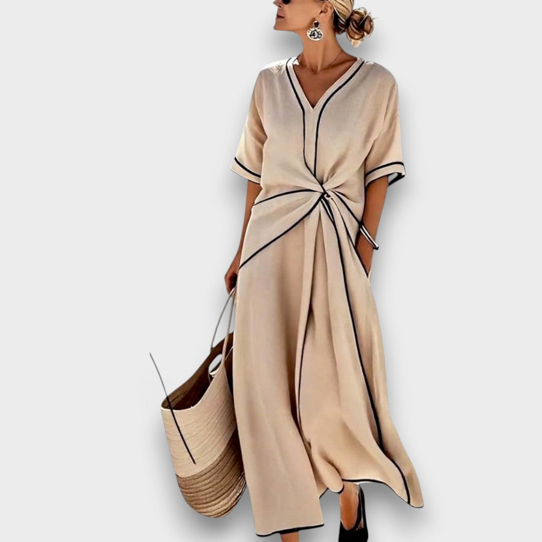 Ema | Vestido Largo Elegante de Lino — Estilo Natural y Sofisticado