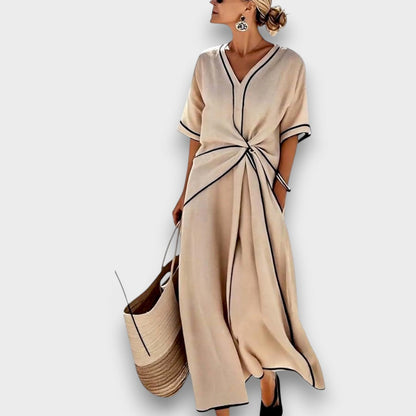 Ema | Vestido Largo Elegante de Lino — Estilo Natural y Sofisticado