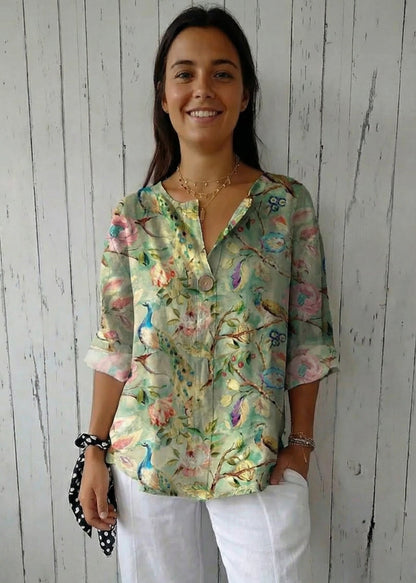 Elise | Blusa Floral Vintage — Elegancia Natural y Ligereza Total